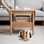Divano Coffee table with shelf and drawer for storage Natural wood - Image 6