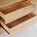 Milan Wardrobe natural wood with rattan - Image 6
