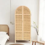 Milan Wardrobe natural wood with rattan - Image 7