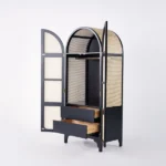 Milan Wardrobe natural wood with rattan - Image 11