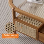 Hokkie Coffee table Natural wood with Rattan - Image 4