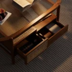 Hokkie Coffee table Natural wood with Rattan - Image 5
