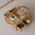 Hokkie Coffee table Natural wood with Rattan - Image 6