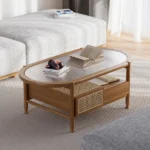 Hokkie Coffee table Natural wood with Rattan - Image 7