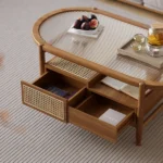 Hokkie Coffee table Natural wood with Rattan - Image 8