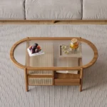 Hokkie Coffee table Natural wood with Rattan - Image 9
