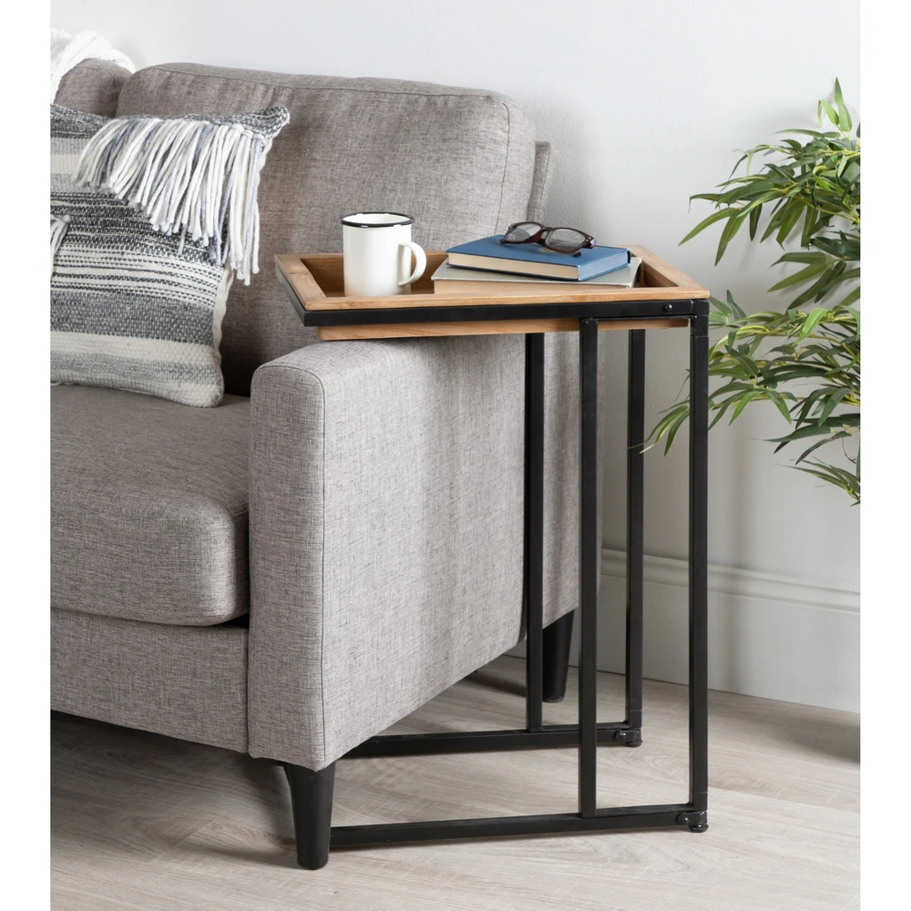 0013227_kate-and-laurel-lockridge-wood-c-table.webp Clamy Side table Natural wood with Metal - Image 1