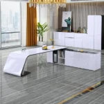 L-Shaped Right Hand Modern White Office Desk with Storage - Image 5