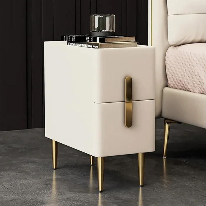 Inarrow Modern Nightstand Gold legs - 2 drawers - Image 1