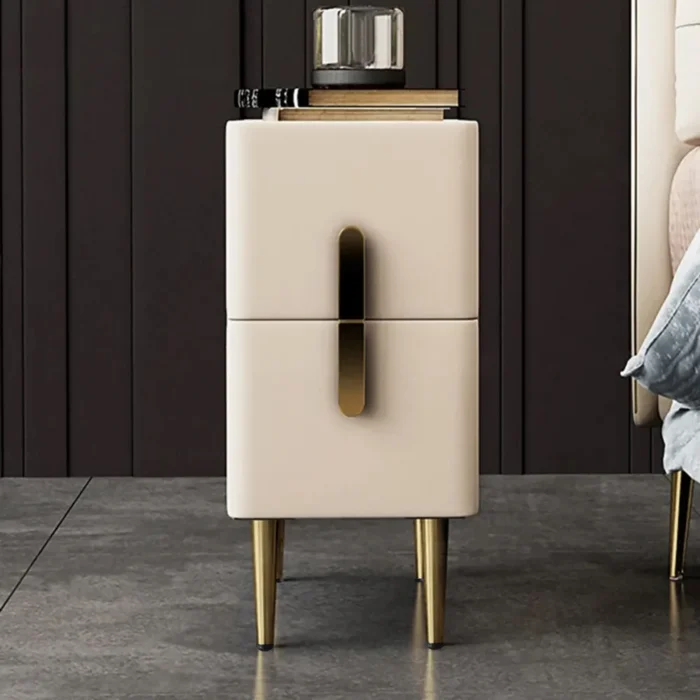 Inarrow Modern Nightstand Gold legs - 2 drawers - Image 2