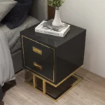 Earten Modern Black Nightstand - 2 drawers - Image 3