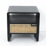 Kramsi Black Nightstand Rattan with Natural wood - Image 5