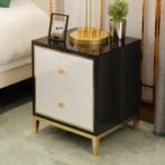Larom Modern Nightstand Black and white - 2 drawers