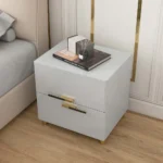 Grayish White Nightstand Modern 2-Drawer
