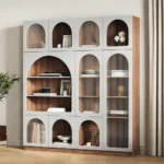 Mora bookcase with shelves and drawers - natural wood.
