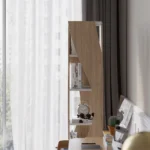 Samora curved bookcase in walnut and black - Image 7