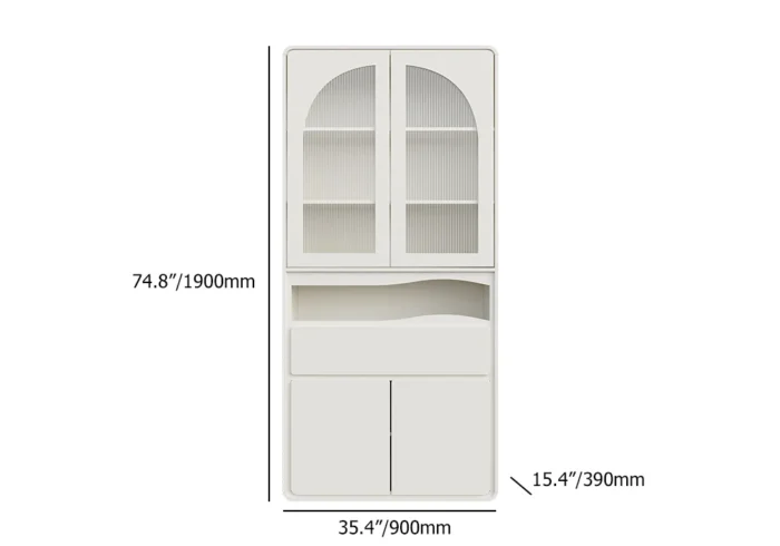 Oriental bookcase with two doors and a shelf's - natural wood - Image 7