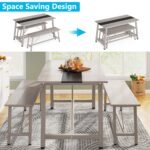 Dining Table Set, 55? Kitchen Table Set with 2 Benches - Image 6