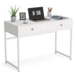 Computer Desk with 2 Drawers, Multifunctional Study Writing Desk - Image 8