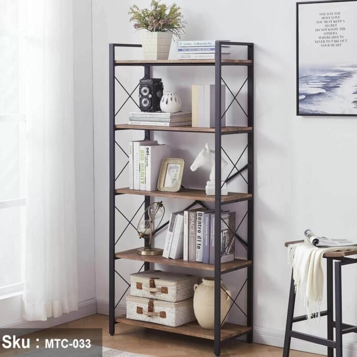 Melamine Wood Display Unit - MTC-033 -33cmX75cmX166cm - Brown - Image 1