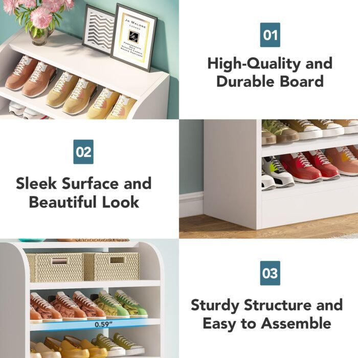 Shoe Cabinet, 8-Tier Shoe Shelf Shoes Rack Organizer - Image 7