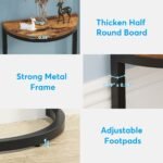 End Table, Half Round Narrow Side Table with Metal Frame - Image 12