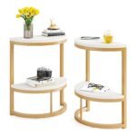 End Table, Half Round Narrow Side Table with Metal Frame - Image 15