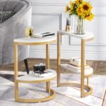 End Table, Half Round Narrow Side Table with Metal Frame - Image 16