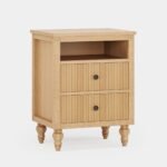 Nightstand, 2 Drawers Sofa Side Table with Open Storage Space - Image 2