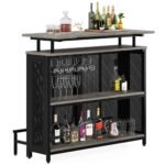 Bar Unit, 3 Tier Liquor Home Bar Table with Stemware Racks - Image 10