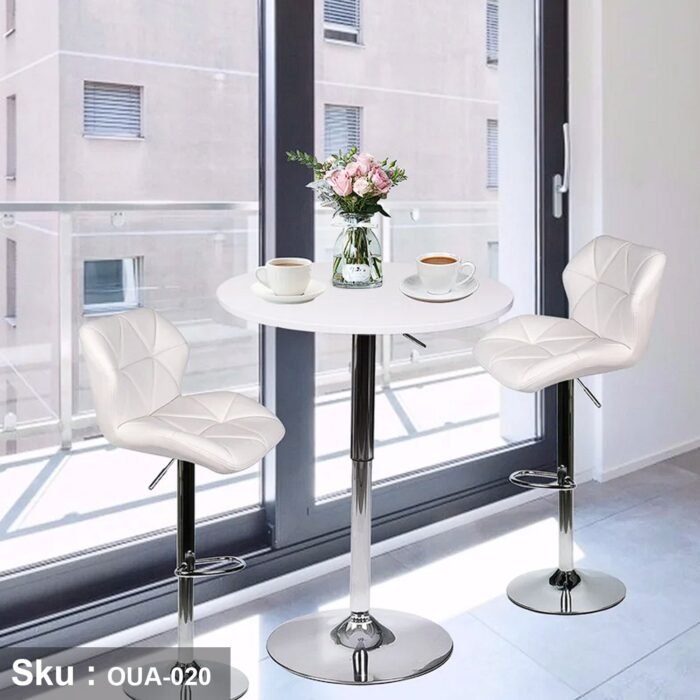 Stainless Bar Set 2 Chairs and Table - OUA-020 - Image 1