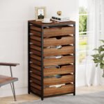 7 Drawer Chest, Industrial Storage Dresser Cabinet with Metal Legs