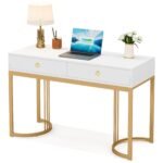 Computer Desk, 47 inch Modern Study Table with 2 Drawers