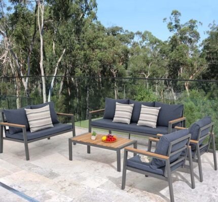 Iron x wood outdoor furniture set for up to 7 people - OS-287