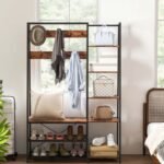 Wooden MDF and metal shoe rack - WAF-038