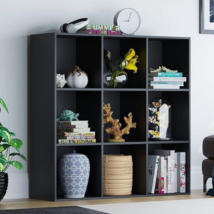 Black MDF bookcase - 97x97x29 cm - OSM-537 - Image 1