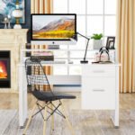Computer Desk, 47 Inches Modern Writing Desk with 2 Drawers - Image 4