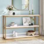 Console Table, Faux Marble Top 3-Tier Sofa Entryway Table - Image 4