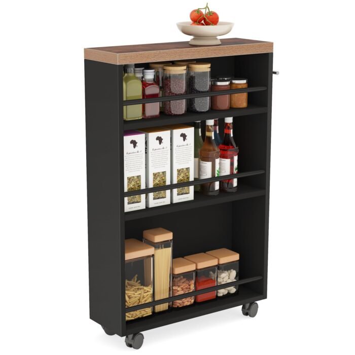 Storage Cart, Slim Rolling Narrow Kitchen Cart for Small Place - Image 1