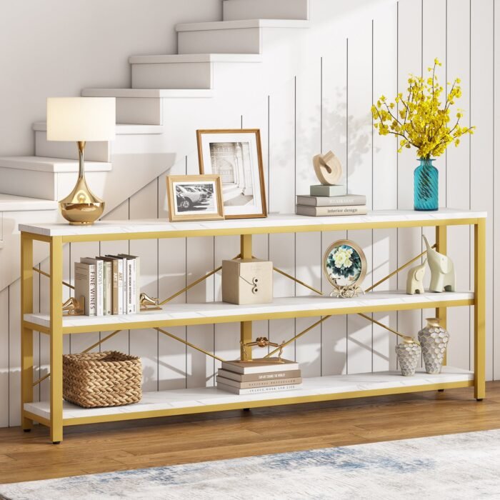 Sofa Table, 3 Tiers TV Stand Console Table - Image 9