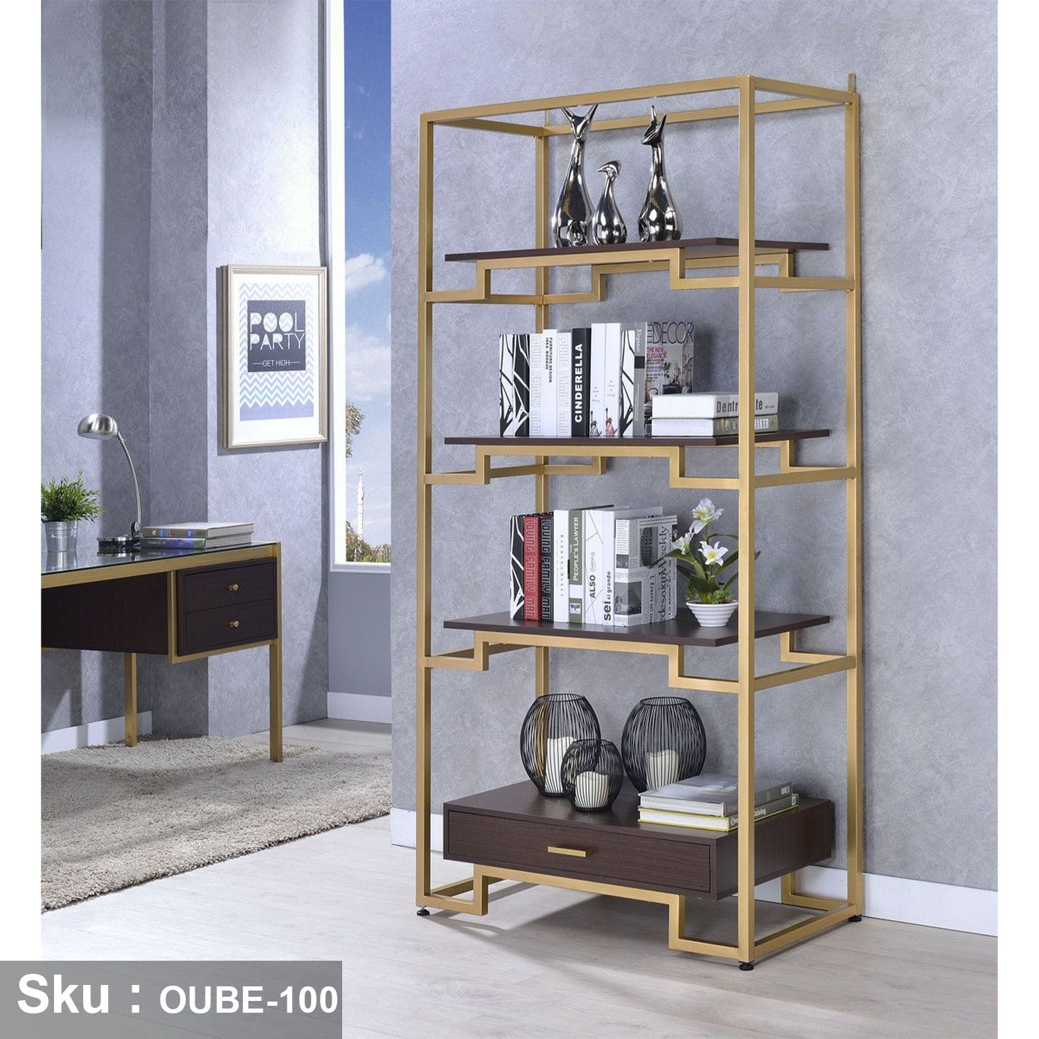 1_9018d118-6bea-4ef1-984f-53b71763d785.jpg MDF and steel shelving unit - OUBE-100 - Image 1