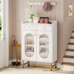 Shoe Cabinet, Modern Storage Cabinet with Drawer & Adjustable Shelves - Image 2