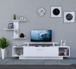 Amitra TV unit with shelving unit and MDF top shelf unit