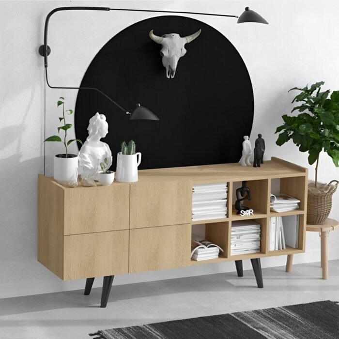 Beige and black Spanish MDF buffet - 70 x 40 x 150 cm - OSM-581 - Image 1