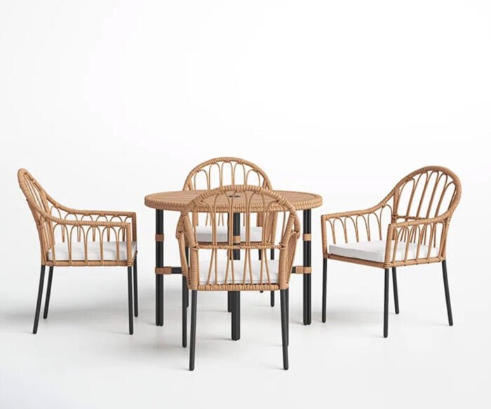 Dining set 4 chairs and table of rattan - OS-241 - Image 1