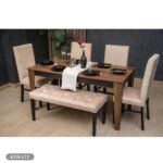 Dining table - 6 pieces of red beech wood and MDF wood table - KYN-172