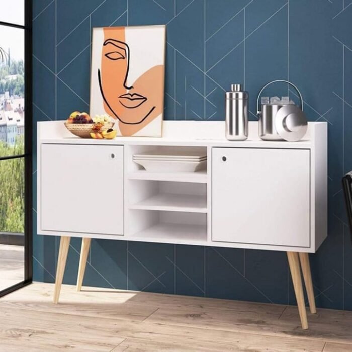 White and beige MDF buffet - 80 x 120 x 40 cm - OSM-571 - Image 1