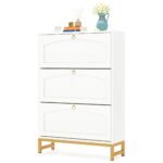 Shoe Cabinet, Freestanding Shoe Storage Organizer with 3 Flip Drawers