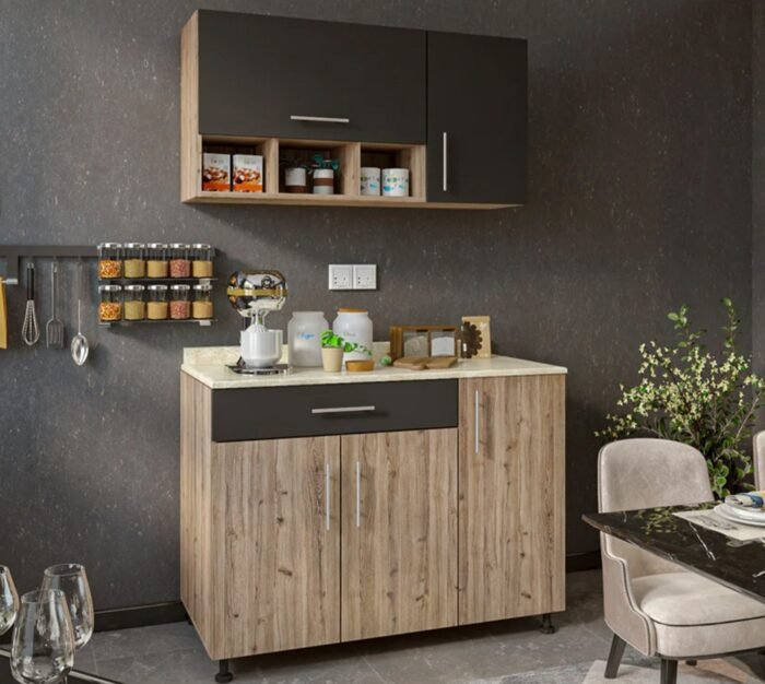 Two-piece kitchen with wood countertops and MDF wood - KYN-012 - Image 1