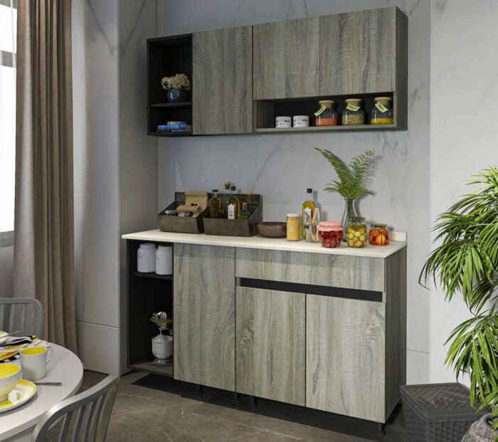Two-piece kitchen with wood countertops and MDF wood - KYN-001 - Image 1